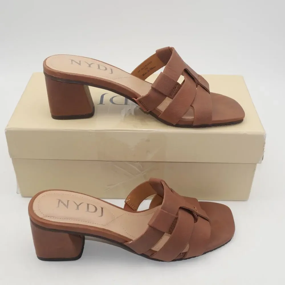NEW NYDJ Gloriana Mule Brown Leather Sandals Women's 7